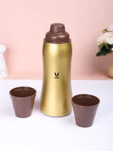 Vaya Mustard& Brown Solid Double Vaccum Insulated Water Bottle