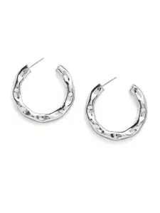 Blisscovered Silver Contemporary Half Hoop Earrings