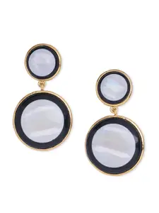 Blisscovered White & Black Circular Drop Earrings