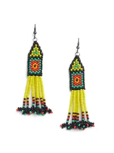 Blisscovered Yellow & Green Beads Beaded Contemporary Drop Earrings