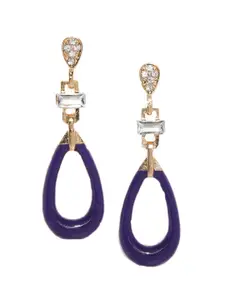 Blisscovered Gold-Toned & Purple Contemporary Drop Earrings
