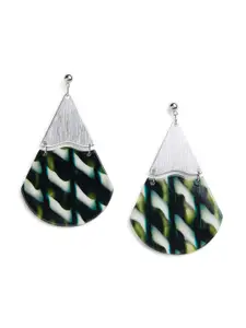 Blisscovered Black & Green Contemporary Drop Earrings