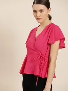 her by invictus Pink Solid Wrap Top
