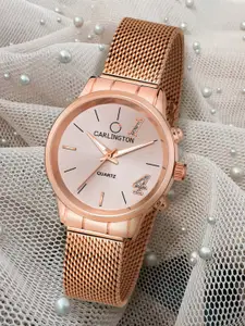 CARLINGTON Women Rose Gold-Toned Bracelet Style Analogue Watch Carlington CT2012 RoseGold