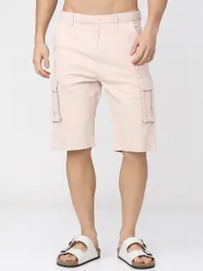 HIGHLANDER Men Pink Slim Fit High-Rise Cargo Shorts