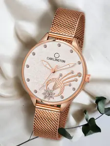 CARLINGTON Women Cream-Coloured Dial & Rose Gold Toned Analogue Watch Carlington CT2020