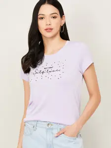 Fame Forever by Lifestyle Purple Typography Printed Regular Top