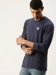 PETER ENGLAND UNIVERSITY Men Navy Blue Printed Detail Sweatshirt