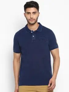 Royal Enfield Men Navy Blue Polo Collar Applique T-shirt