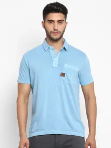 Royal Enfield Men Blue Polo Collar Pockets Cotton T-shirt