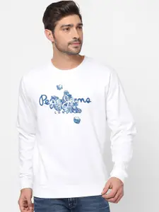 Pepe Jeans Men White Graphic Printed Sweatshirt