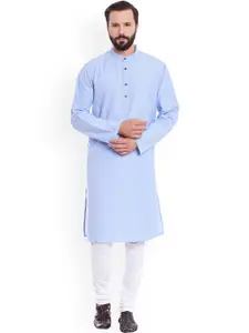 even Men Blue Solid Straight Kurta