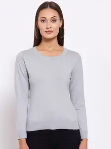 KLOTTHE Women Grey Woolen Pullover