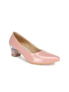 SAPATOS Peach-Coloured Block Pumps