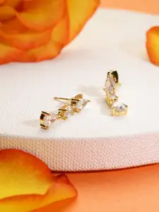 MINUTIAE Gold-Plated & White Teardrop Shaped Drop Earrings