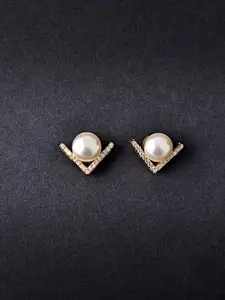 MINUTIAE Gold-Toned Geometric Studs Earrings