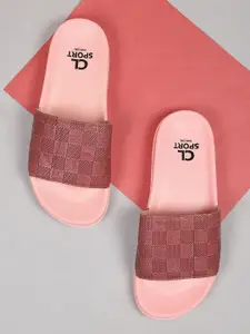 Carlton London sports Women Maroon & Pink Printed Sliders