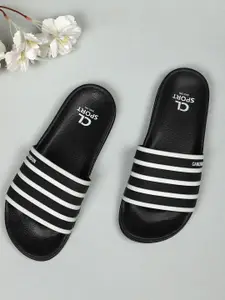 Carlton London sports Women Black & White Striped Sliders