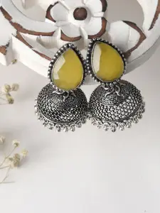 TEEJH Silver-Toned Contemporary Jhumkas Earrings