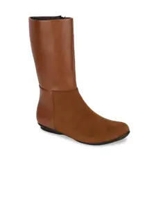 Bruno Manetti Tan Suede Comfort Heeled Mid-Top Boots