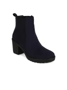 Bruno Manetti Woman Navy Blue Suede Block Heeled Boots