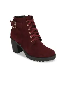 Bruno Manetti Maroon Suede Block Heeled Boots