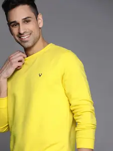 Allen Solly Men Yellow Solid Sweatshirt