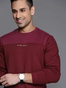 Allen Solly Men Maroon Solid Sweatshirt