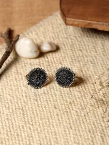 TEEJH Set Of 2 Oxidised Silver-Plated Adjustable Toe Rings