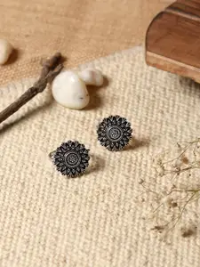 TEEJH Set Of 2 Oxidised Silver-Plated Toe Rings