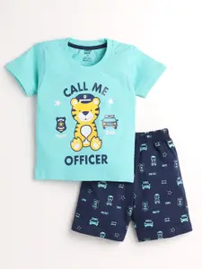 Toonyport Boys Blue & Yellow Printed T-shirt with Shorts