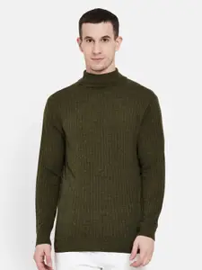 Duke Men Brown Striped Woolen Pullover