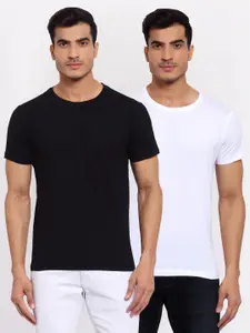 FERANOID Men Set of 2 Solid Cotton Tshirts