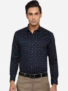 Greenfibre Men Navy Blue Classic Slim Fit Pure Cotton Printed Casual Shirt