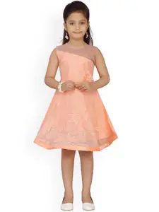 Aarika Peach-Coloured Net Peplum Midi Dress