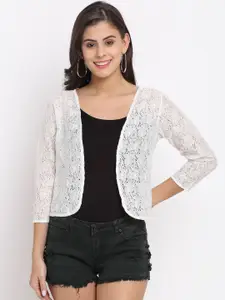 Rute Women White Self Design Shrug