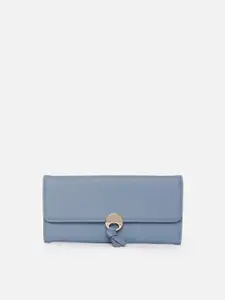 Vero Moda Women Blue Textured Three Fold Wallet