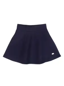 Tiny Girl Girls Navy Blue Solid Mini Flared Skirt