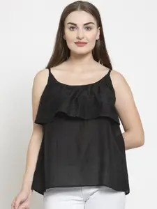 Purple State Woman Black Layered Tiered Top