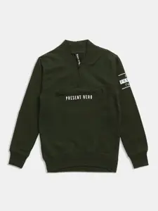 Maniac Boys Olive Green Lightweight Bomber with Patchwork Jacket