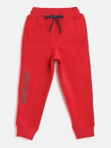 Gini and Jony Boys Red Brand Logo Embroidered Detail Joggers