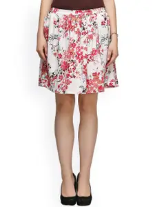 Cation Off-White Floral Print A-Line Skirt