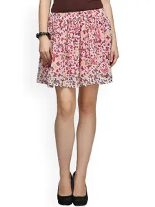 Cation Pink Printed A-Line Skirt