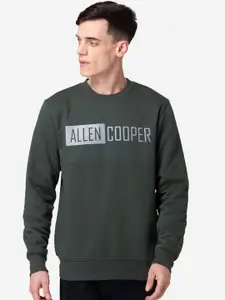 Allen Cooper Men Olive Green Printed Sweatshirt
