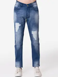Allen Cooper Men Blue Mildly Distressed Light Fade Stretchable Jeans