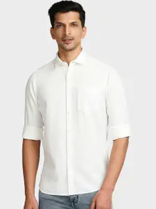 ColorPlus Men White Tailored Fit Opaque Casual Shirt