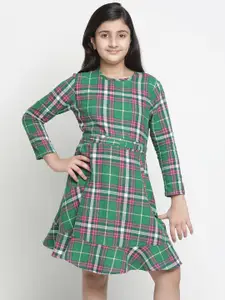 Oxolloxo Green Checked A-Line Dress