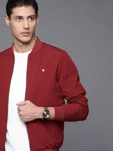 Louis Philippe Men Maroon Solid Bomber Jacket