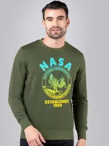 Free Authority Men Green NASA Printed Sweatshirt