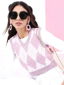 Tokyo Talkies Women Printed Acrylic Sweater Vest
